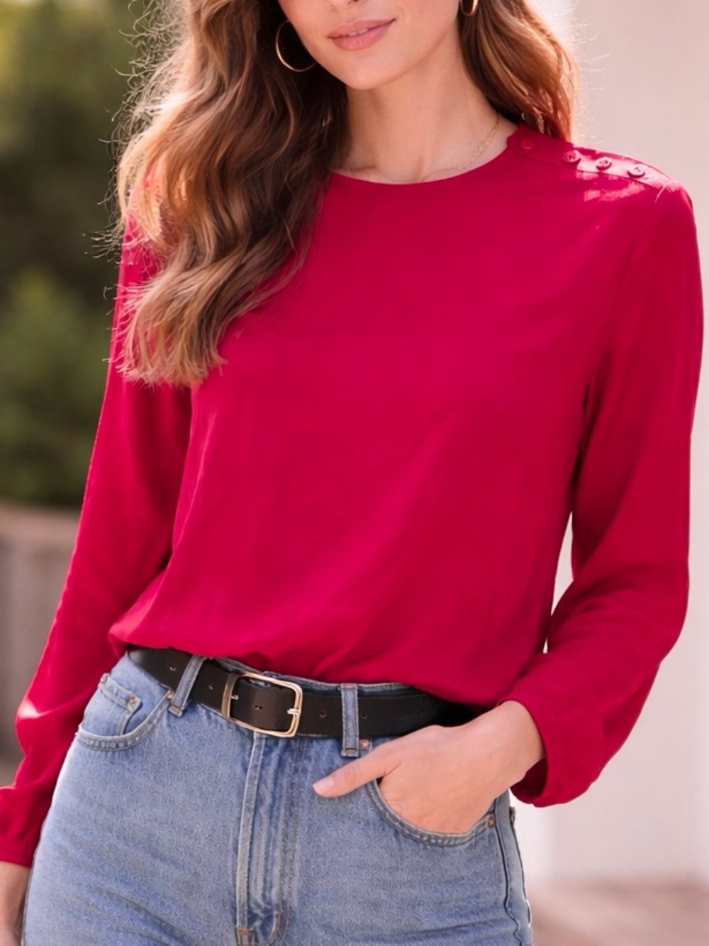 Vintage 100% Silk Fuchsia Blouse